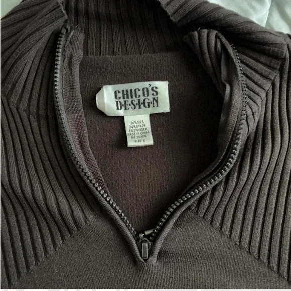 Chico's Dark Brown Ribbed Sweater - Picture 3 of 3